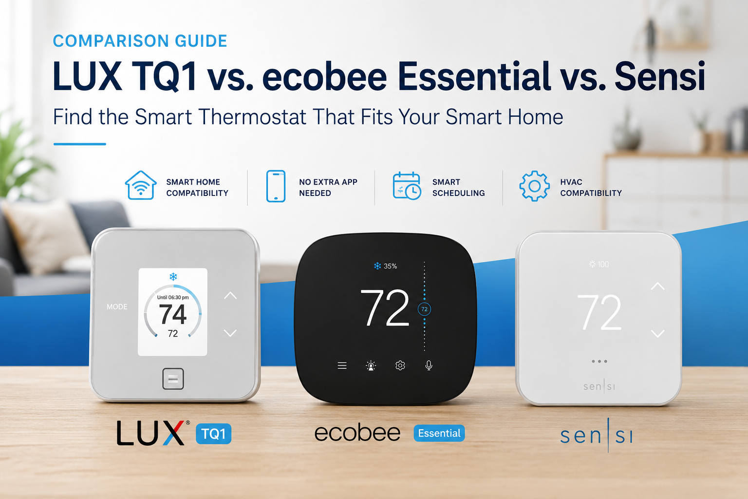 LUX TQ1 vs. ecobee Smart Thermostat Essential vs. Sensi: Which Smart Thermostat Is Right for You?